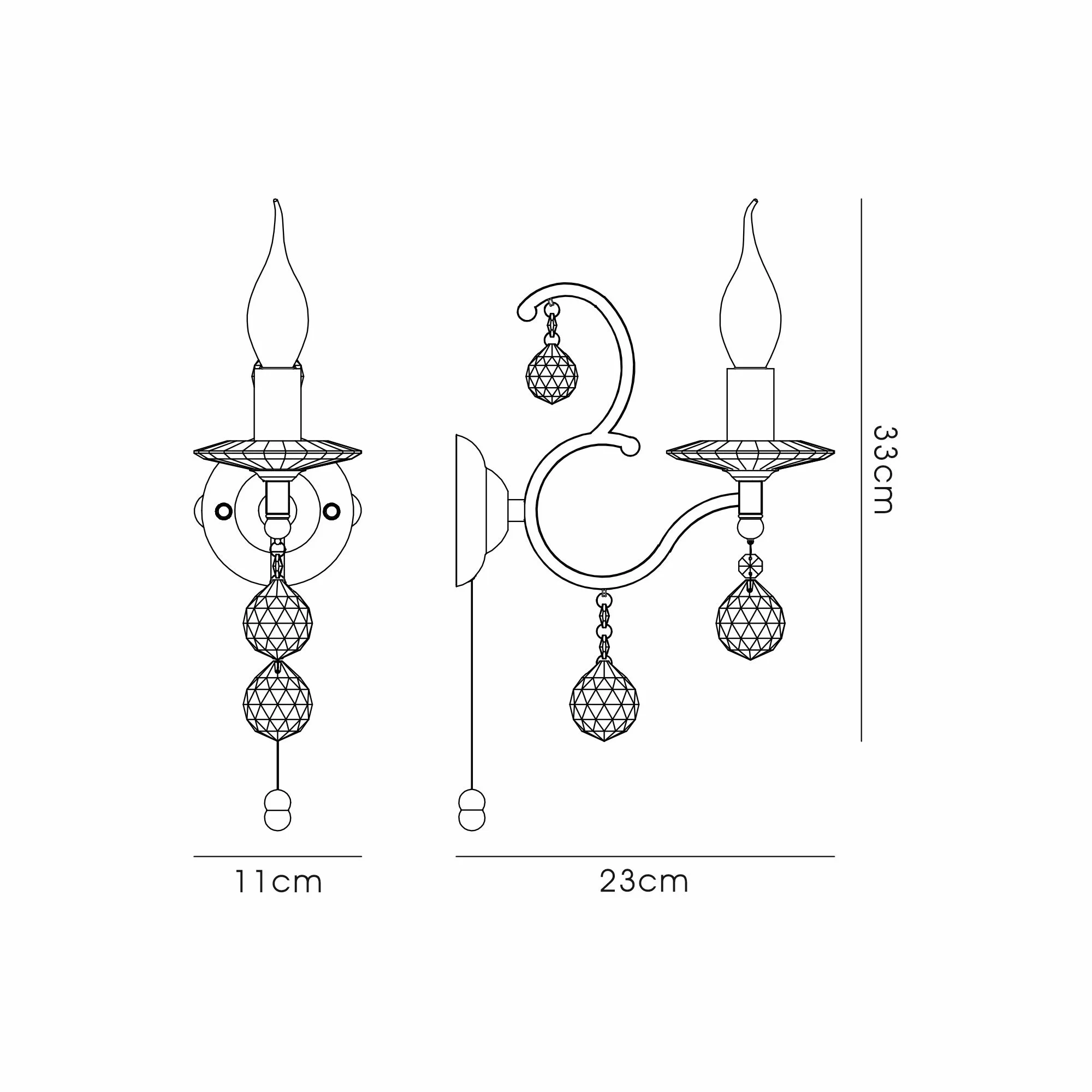 Zinta Antique Brass Crystal Wall Lights Diyas Armed Wall Lights